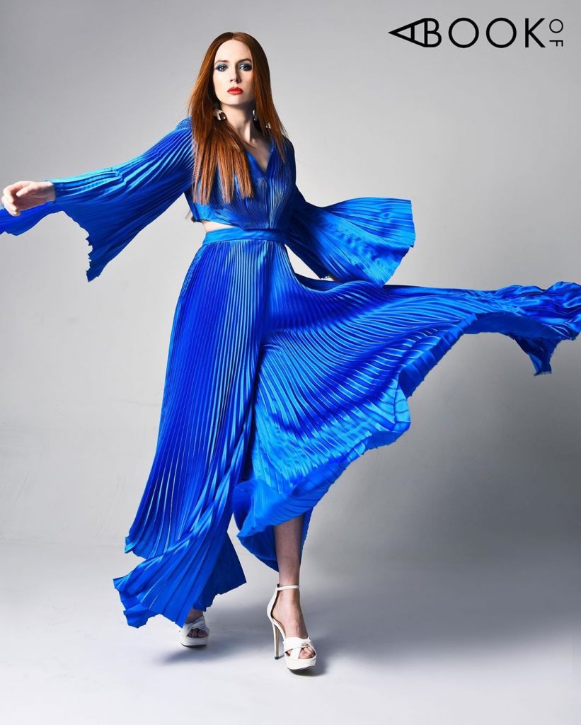 Karen Gillan Blue Dress Wallpapers