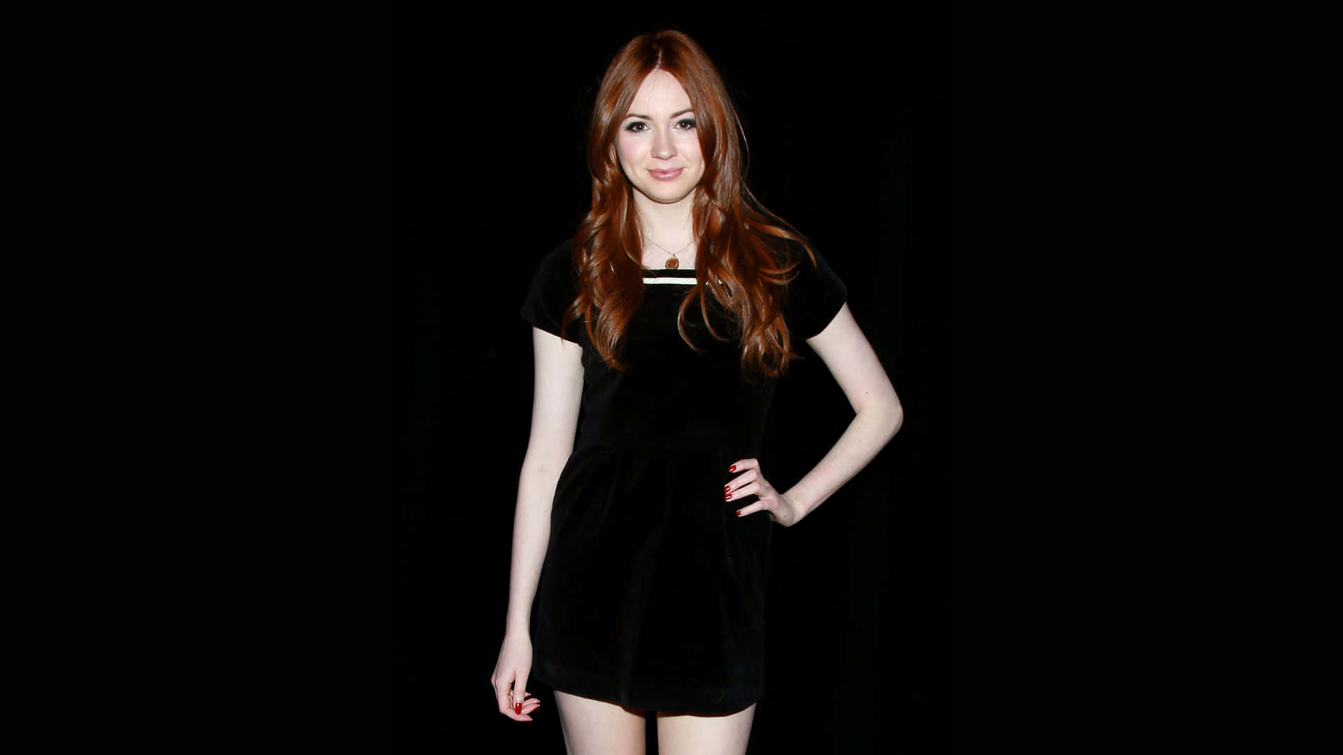 Karen Gillan in Black Dress Wallpapers