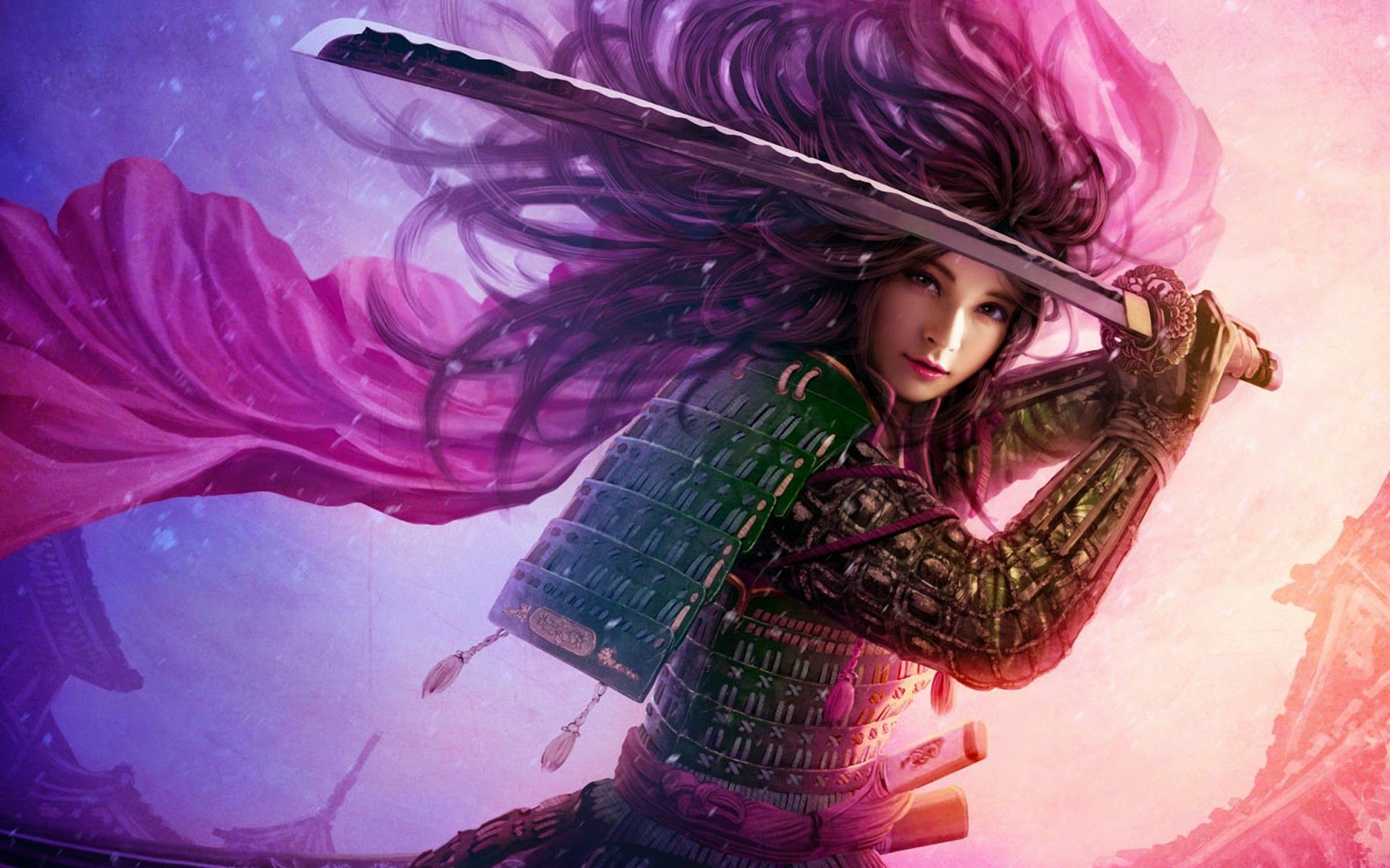 Katana Women Art Wallpapers