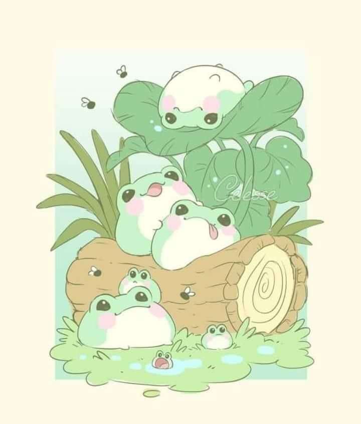 Kawaii Cute Frog Drawing Wallpapers