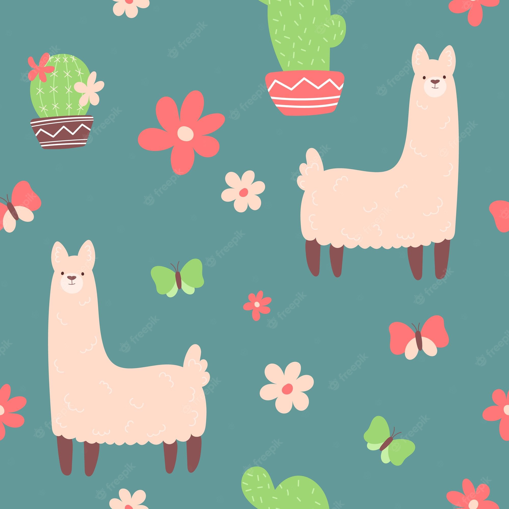 Kawaii Llama Background