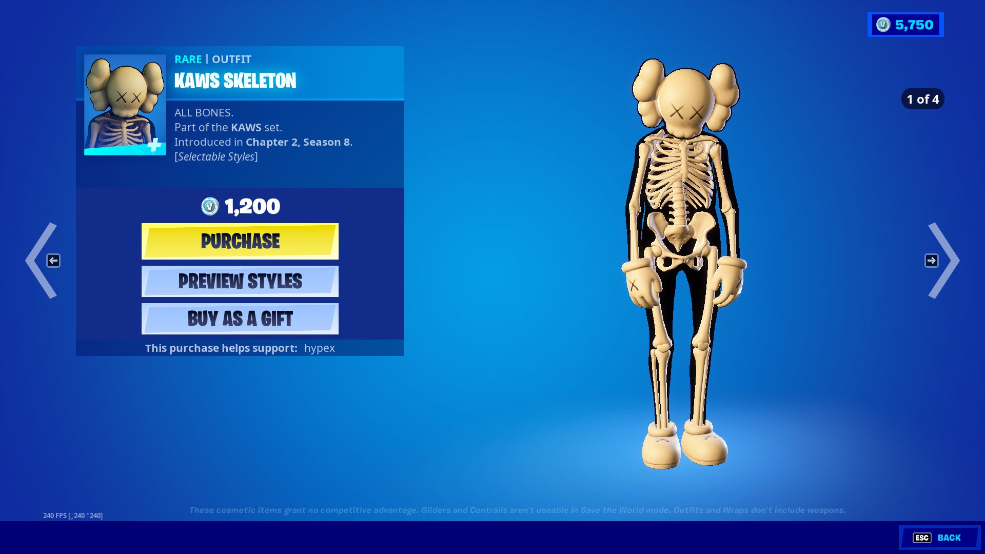 Kaws Skeleton Fortnite Wallpapers