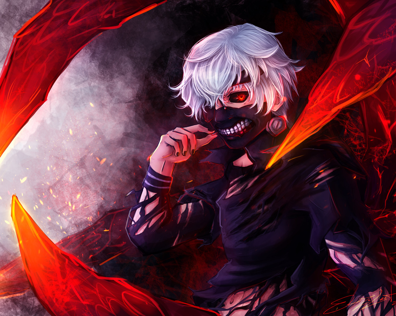 Ken Kaneki Fire Wings Wallpapers