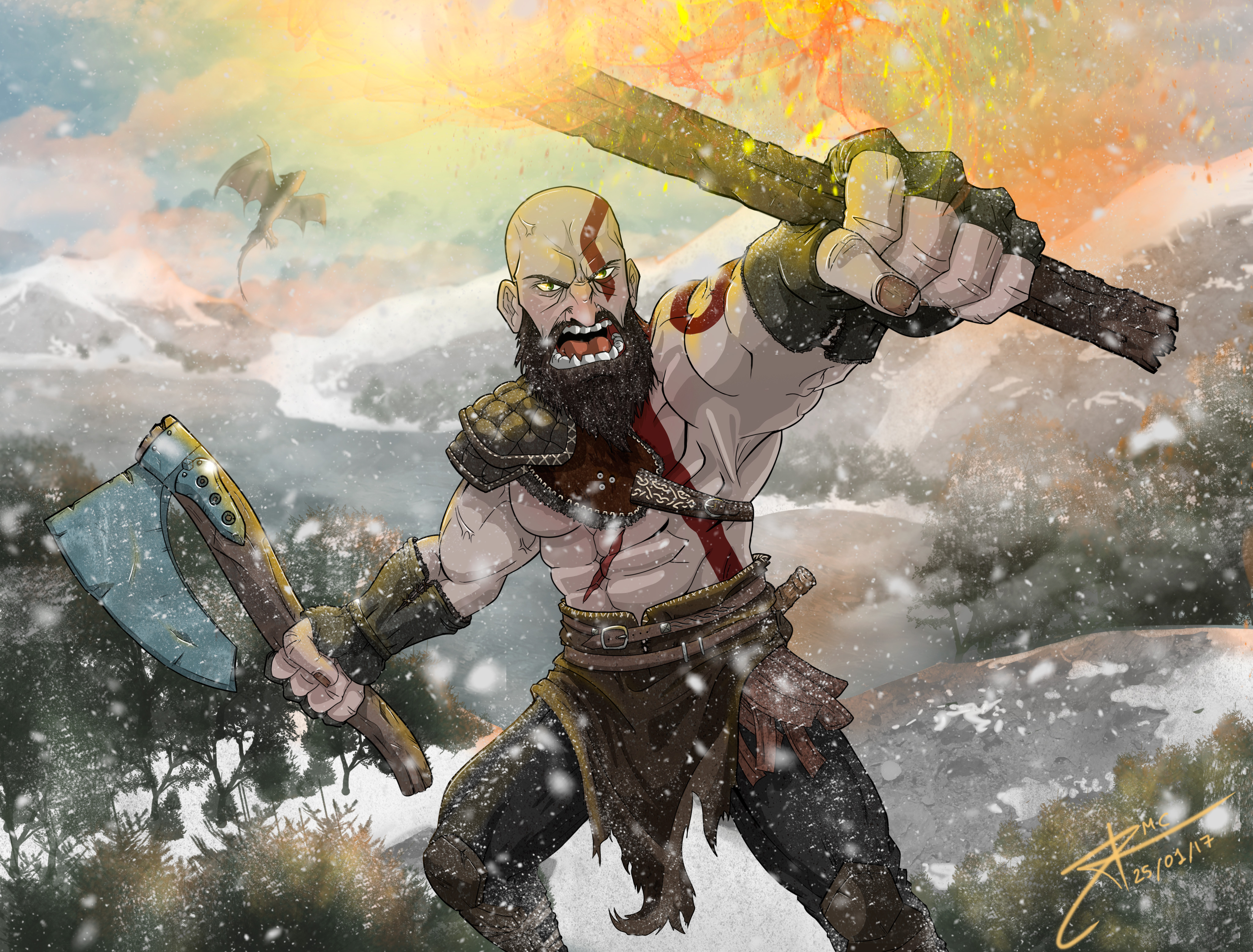 Kratos Cool God Of War Art Wallpapers