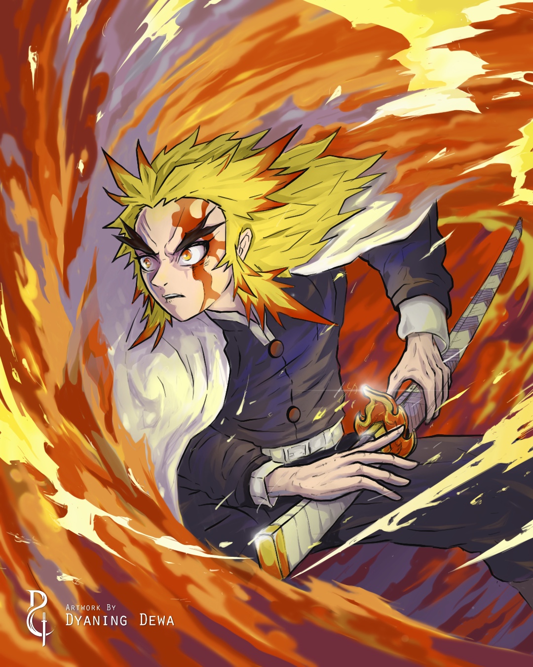 Kyojuro Rengoku Digital Art Wallpapers