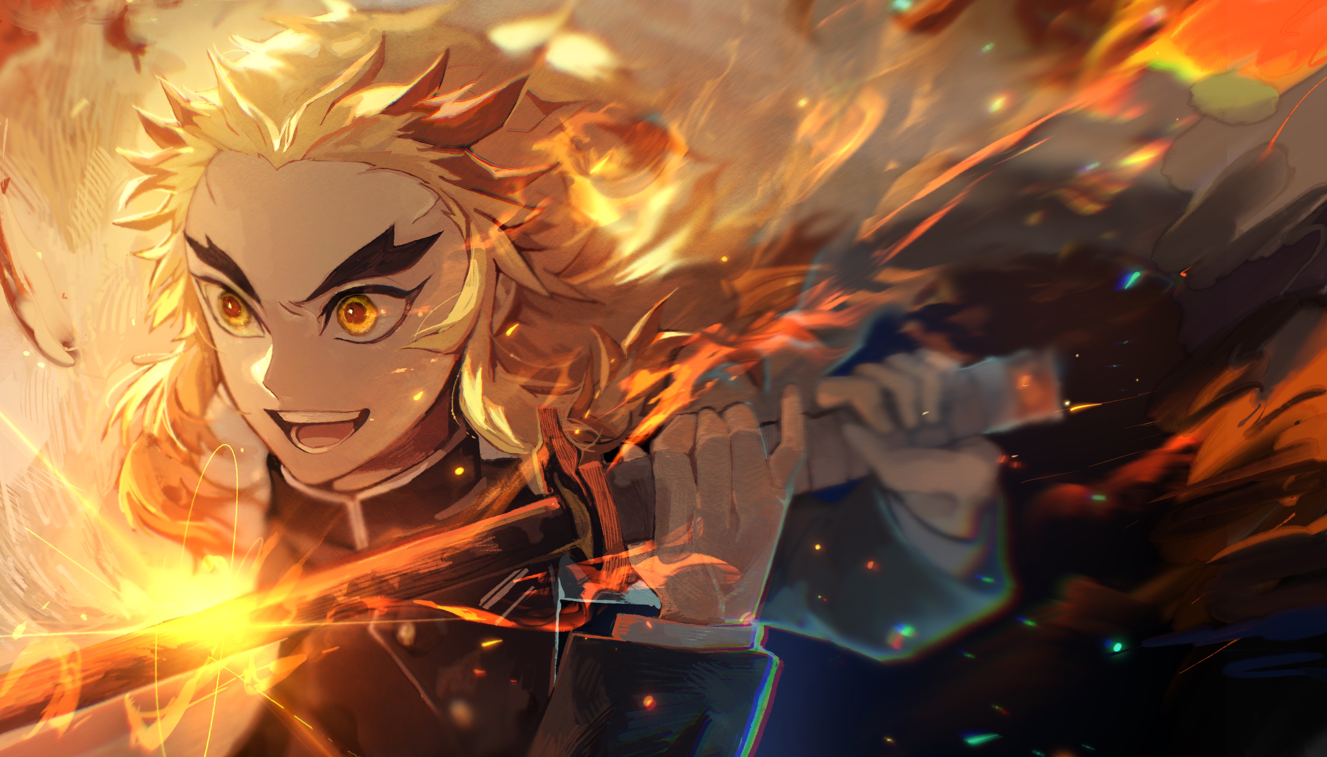 Kyojuro Rengoku Katana Kimetsu No Yaiba Wallpapers