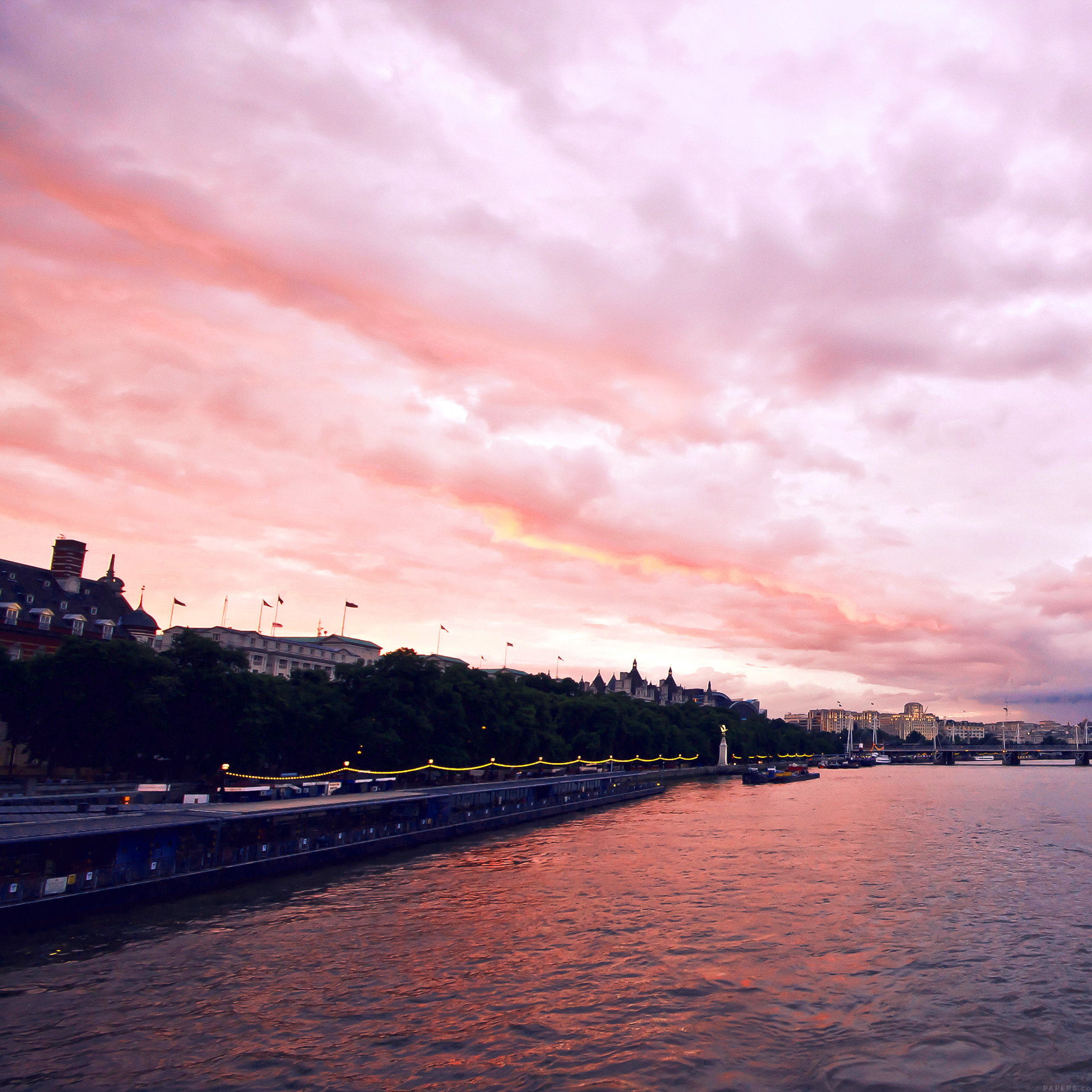 Lake House And Pink Sky Sunset Wallpapers