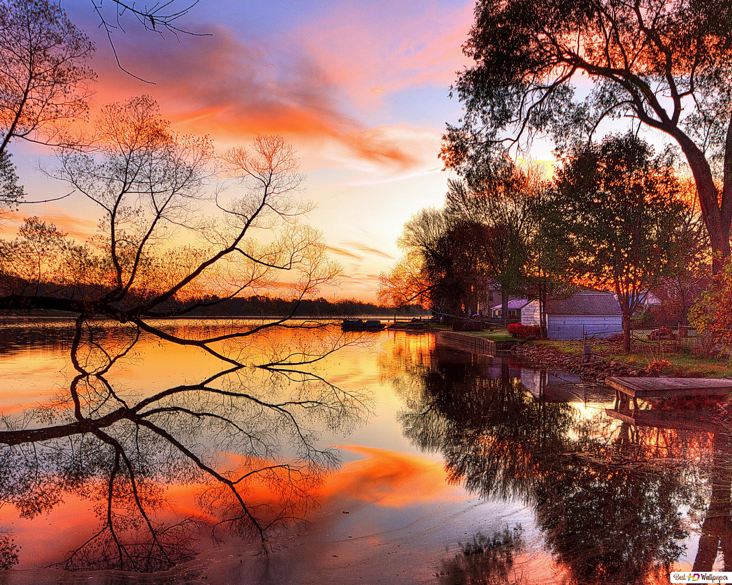 Lake Side Sunrise Wallpapers