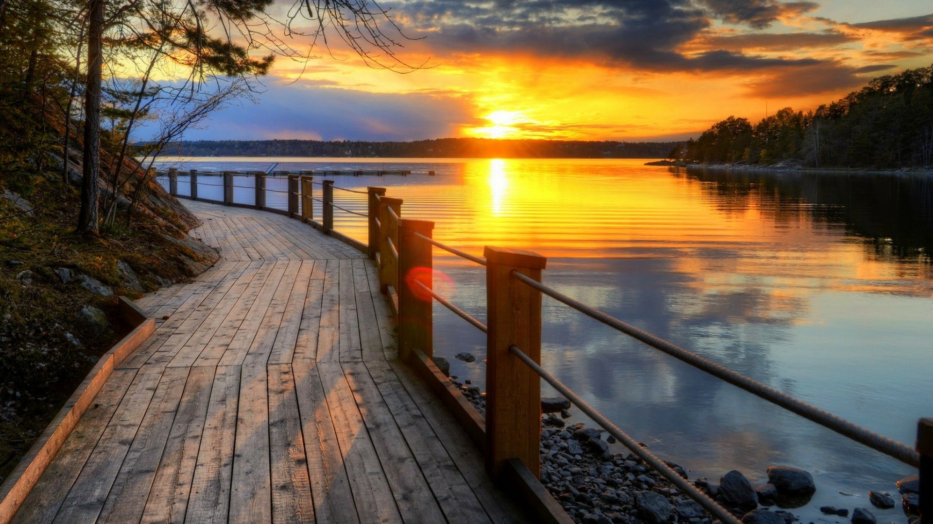 Lake View At Sunset Wallpapers