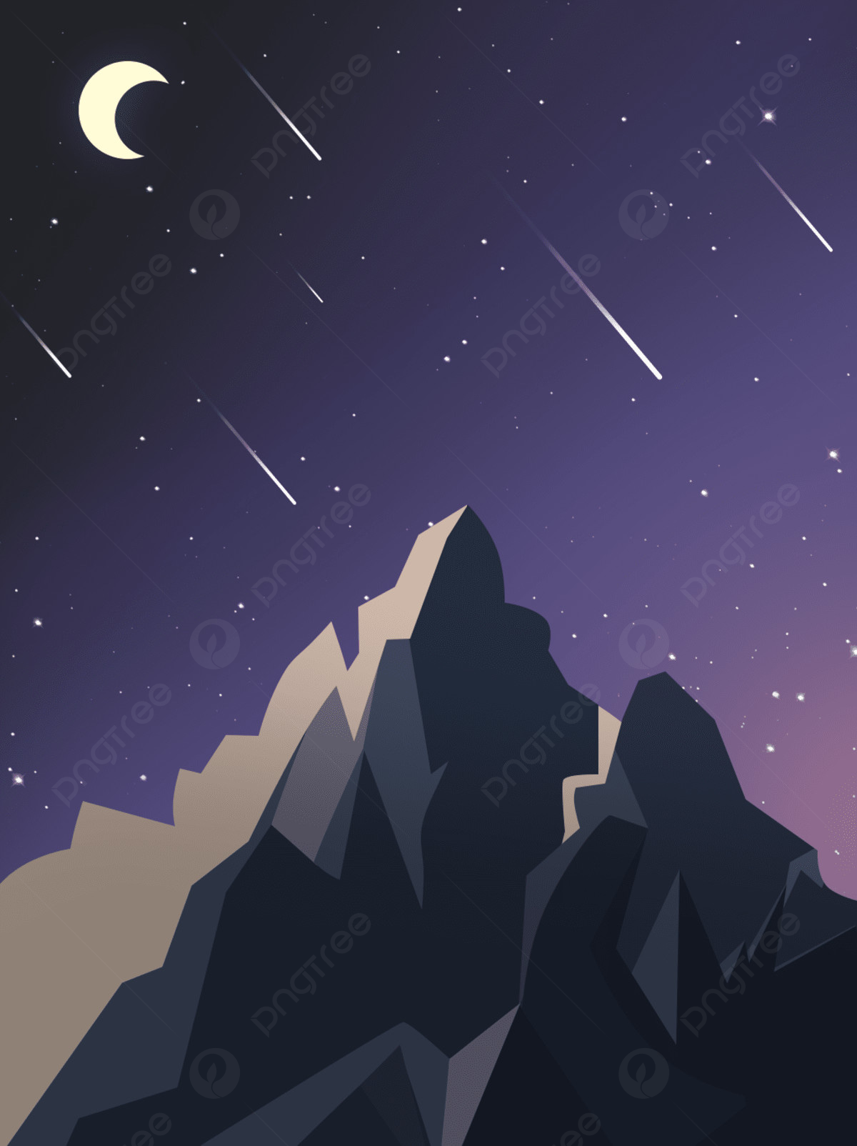 Landscape Forest Mountains In Night Sky Wallpapers