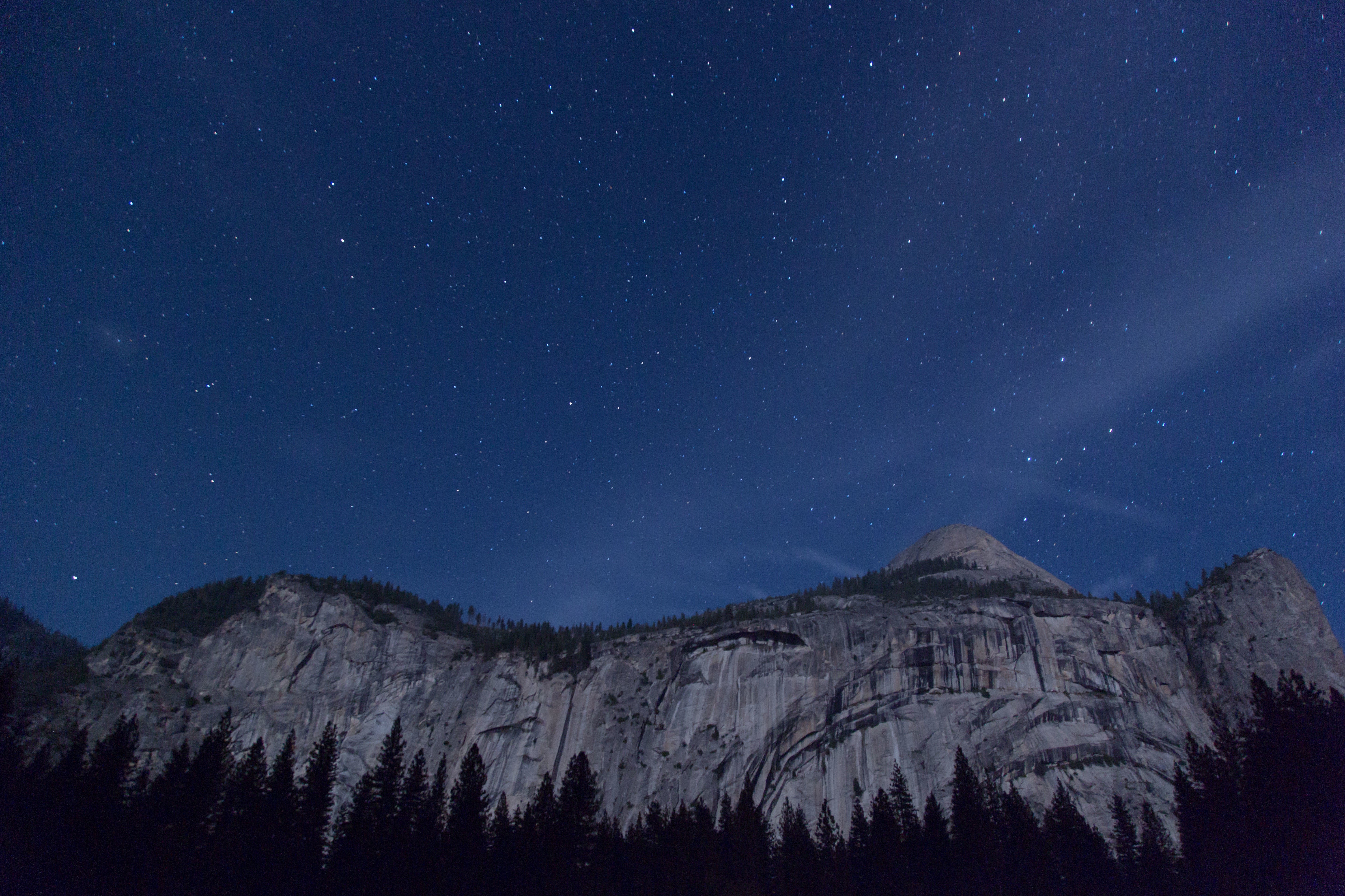 Landscape Forest Mountains In Night Sky Wallpapers