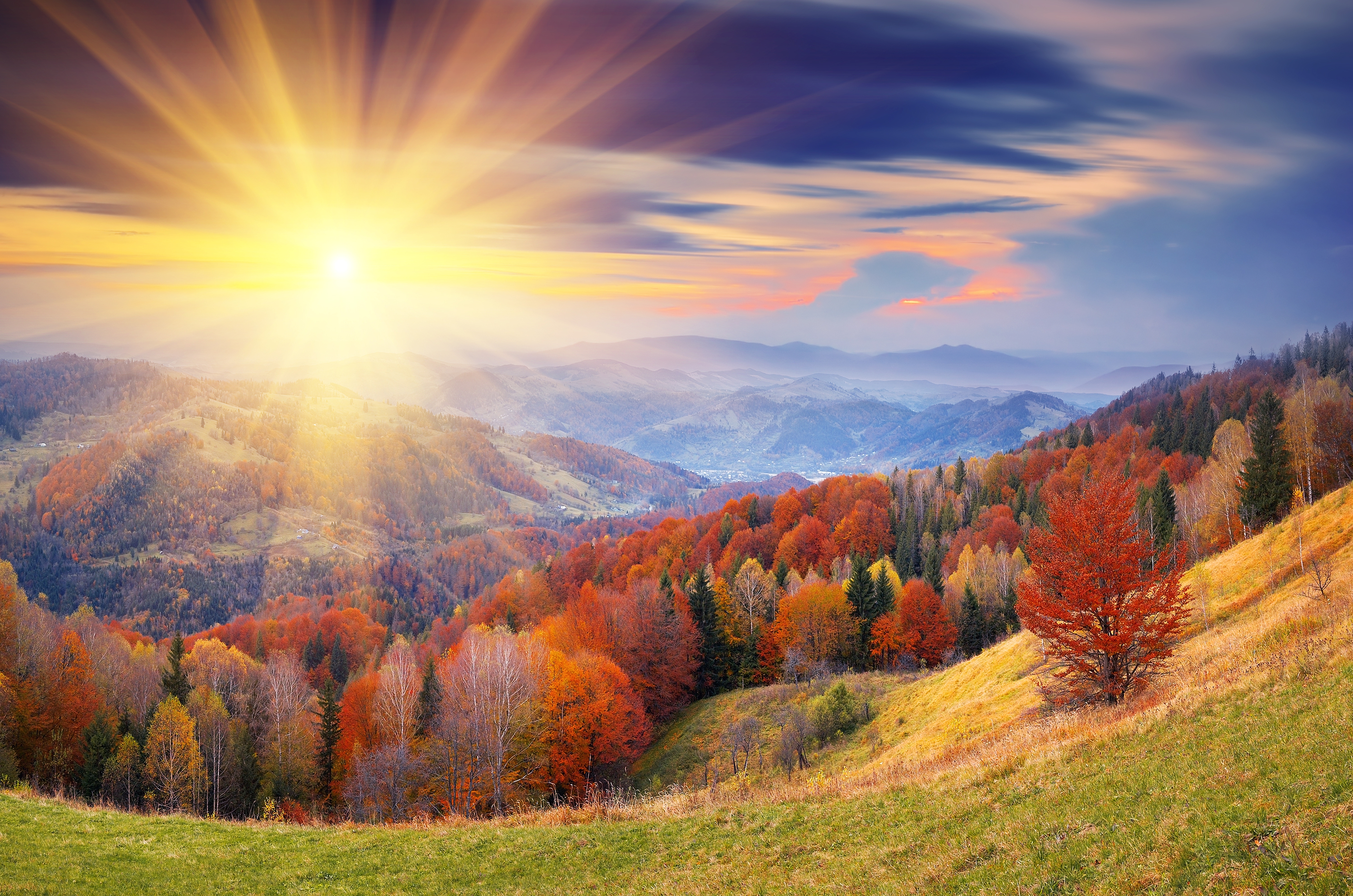 Landscape Mountains Sunbeam Nature Wallpapers