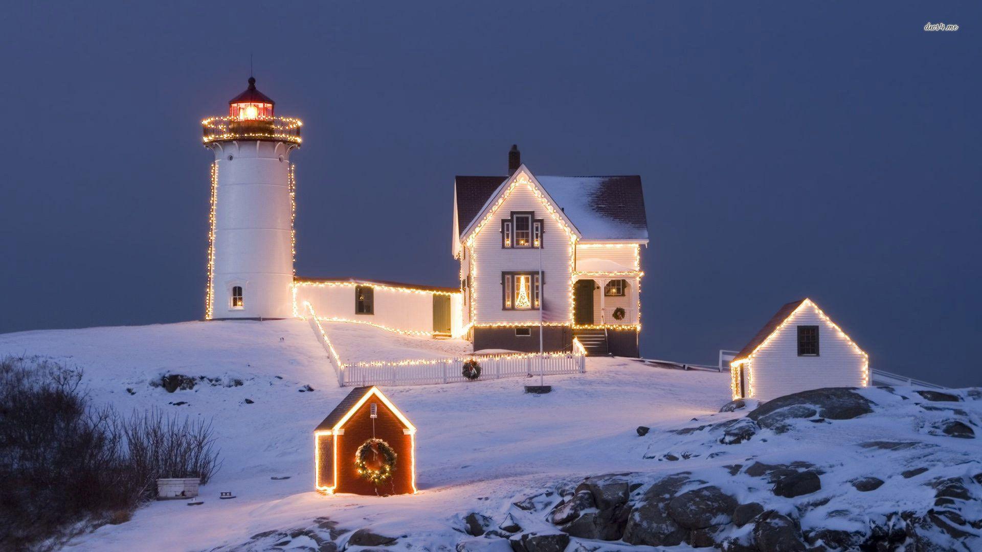 Lighthouse In Snow Wallpapers