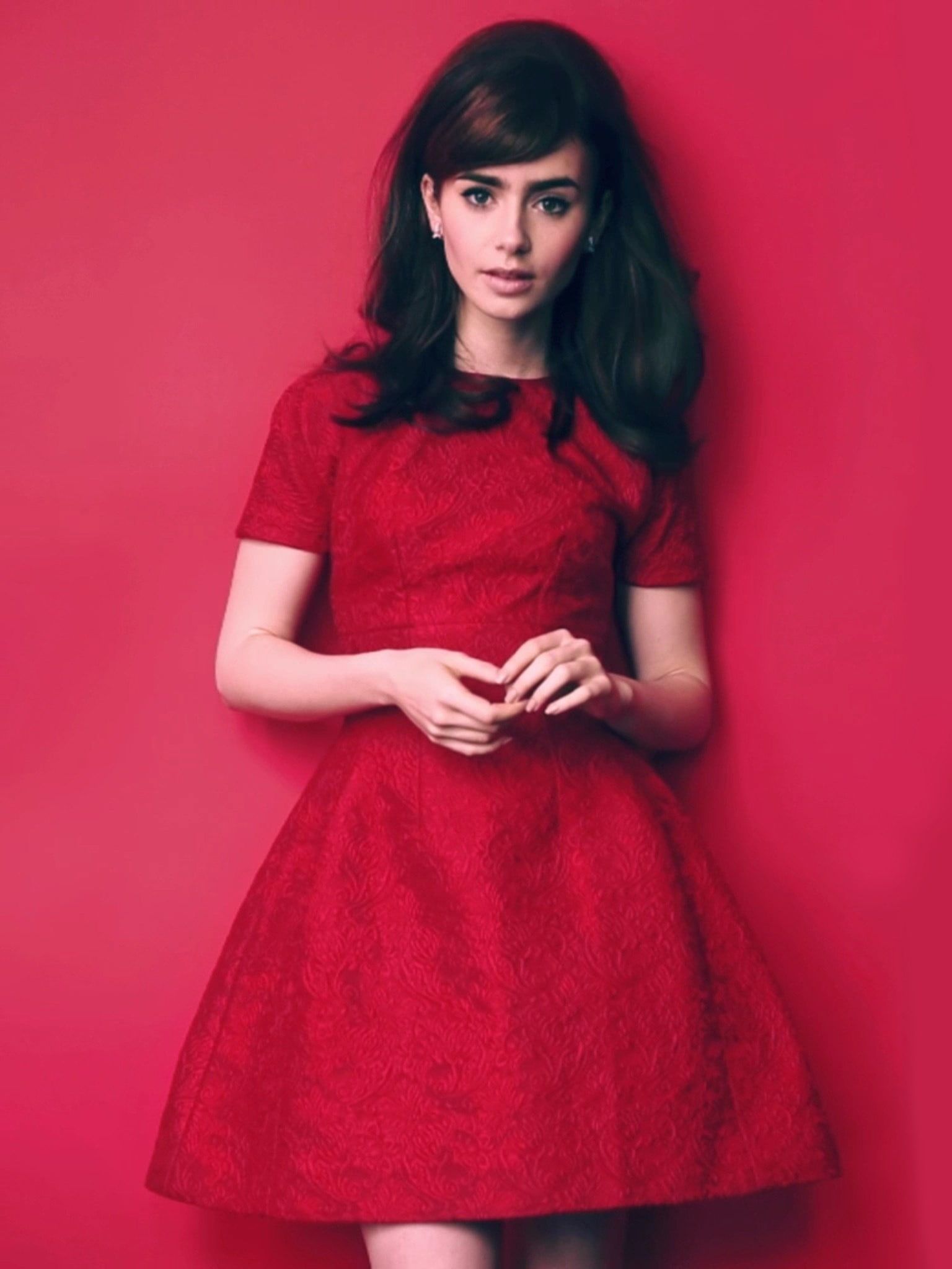 Lily Collins Red HD Wallpapers