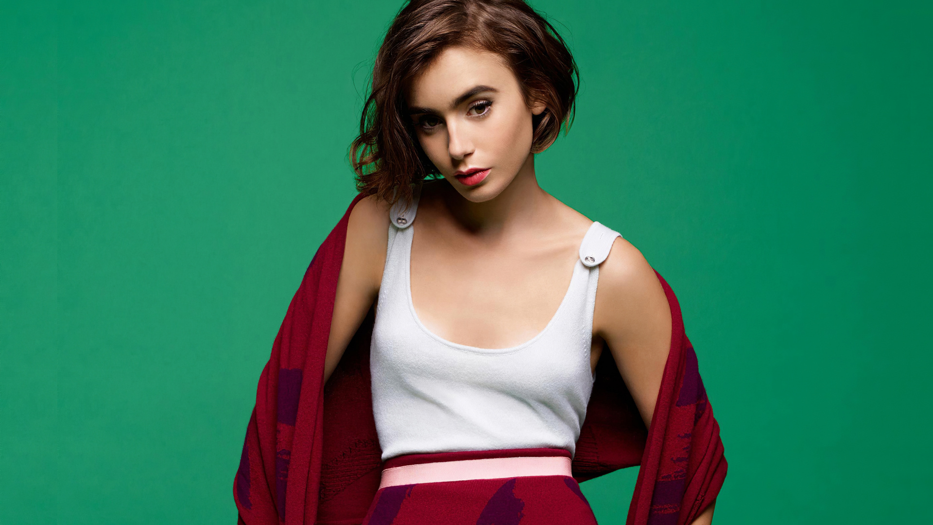 Lily Collins Red HD Wallpapers