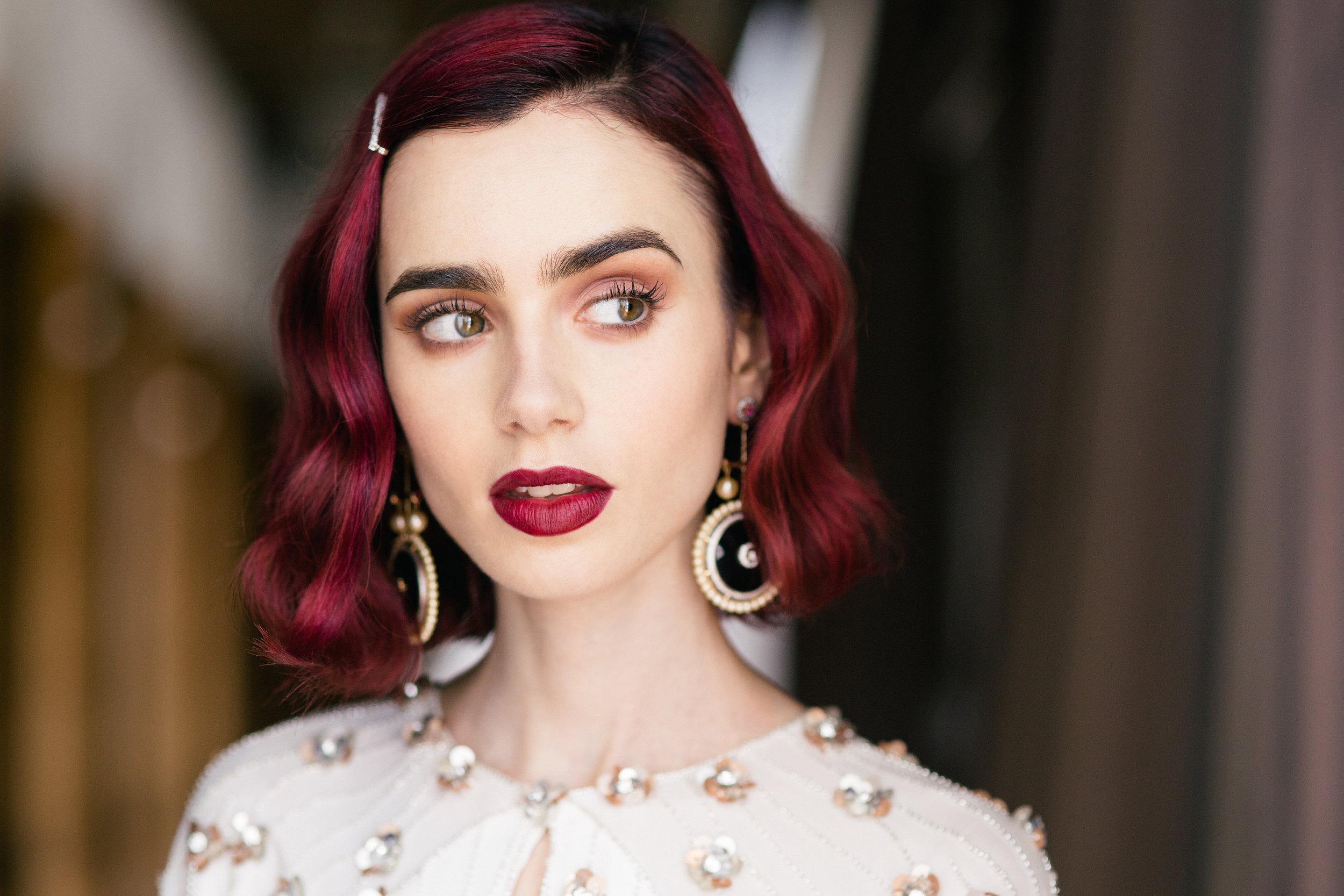 Lily Collins Red HD Wallpapers