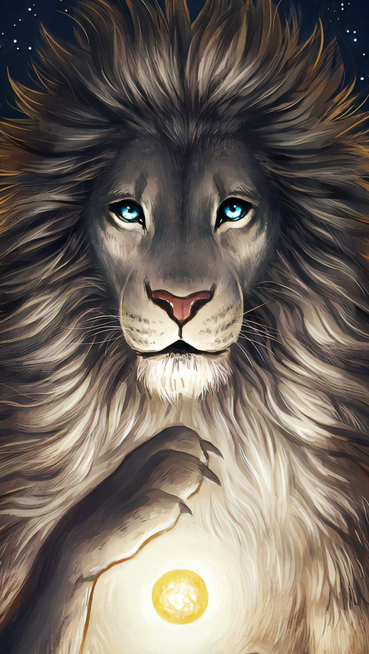 Lion Purple Background Digital Art