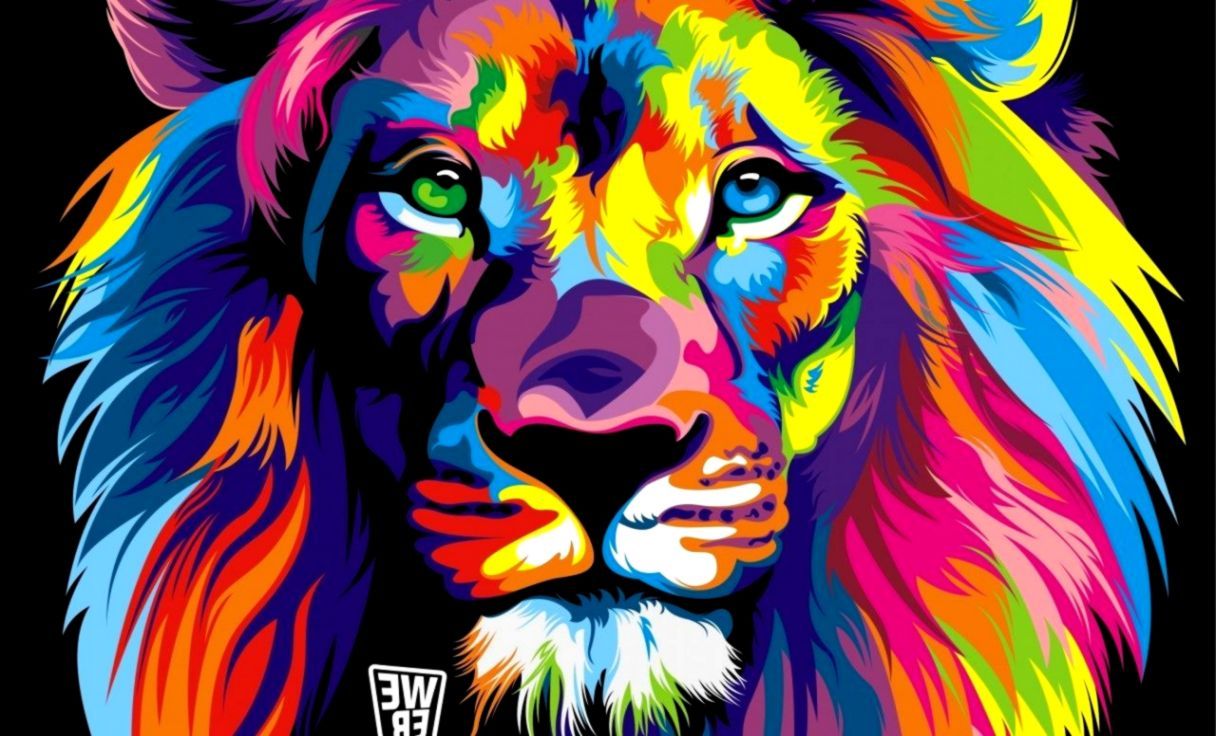 Lion Purple Background Digital Art