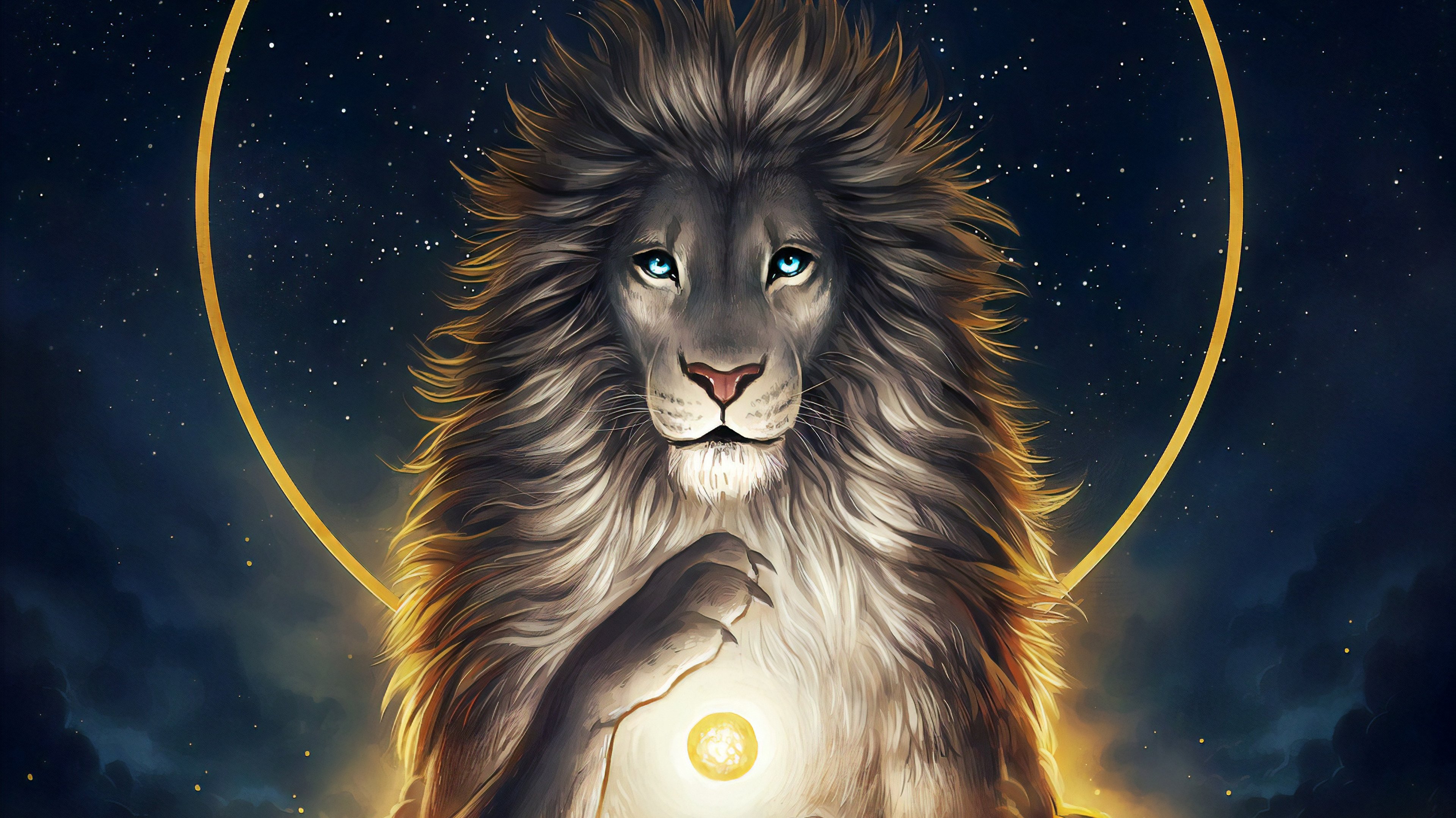 Lion Purple Background Digital Art