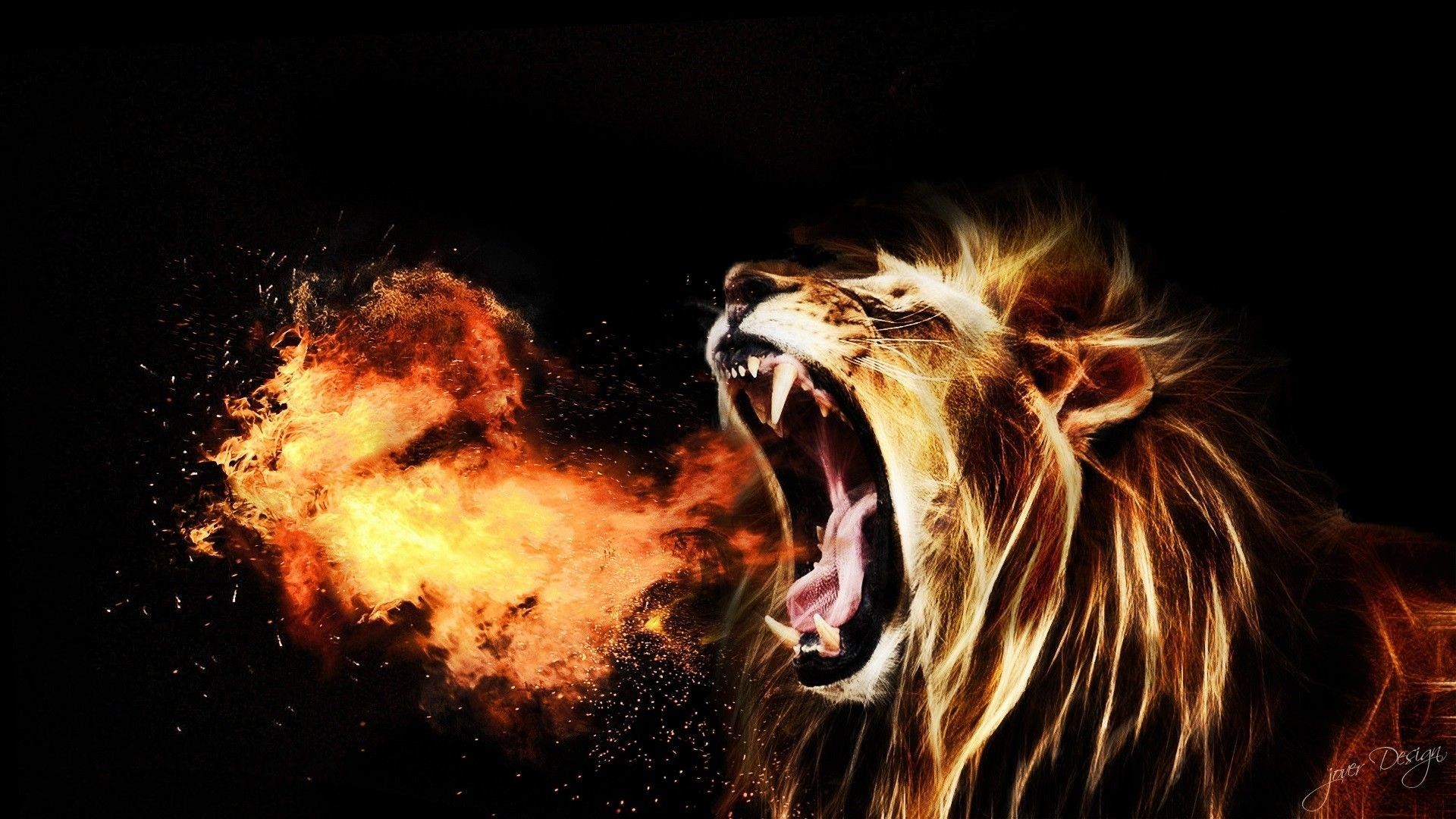 Lion Roar Colorful Fantasy Artwork
 Wallpapers