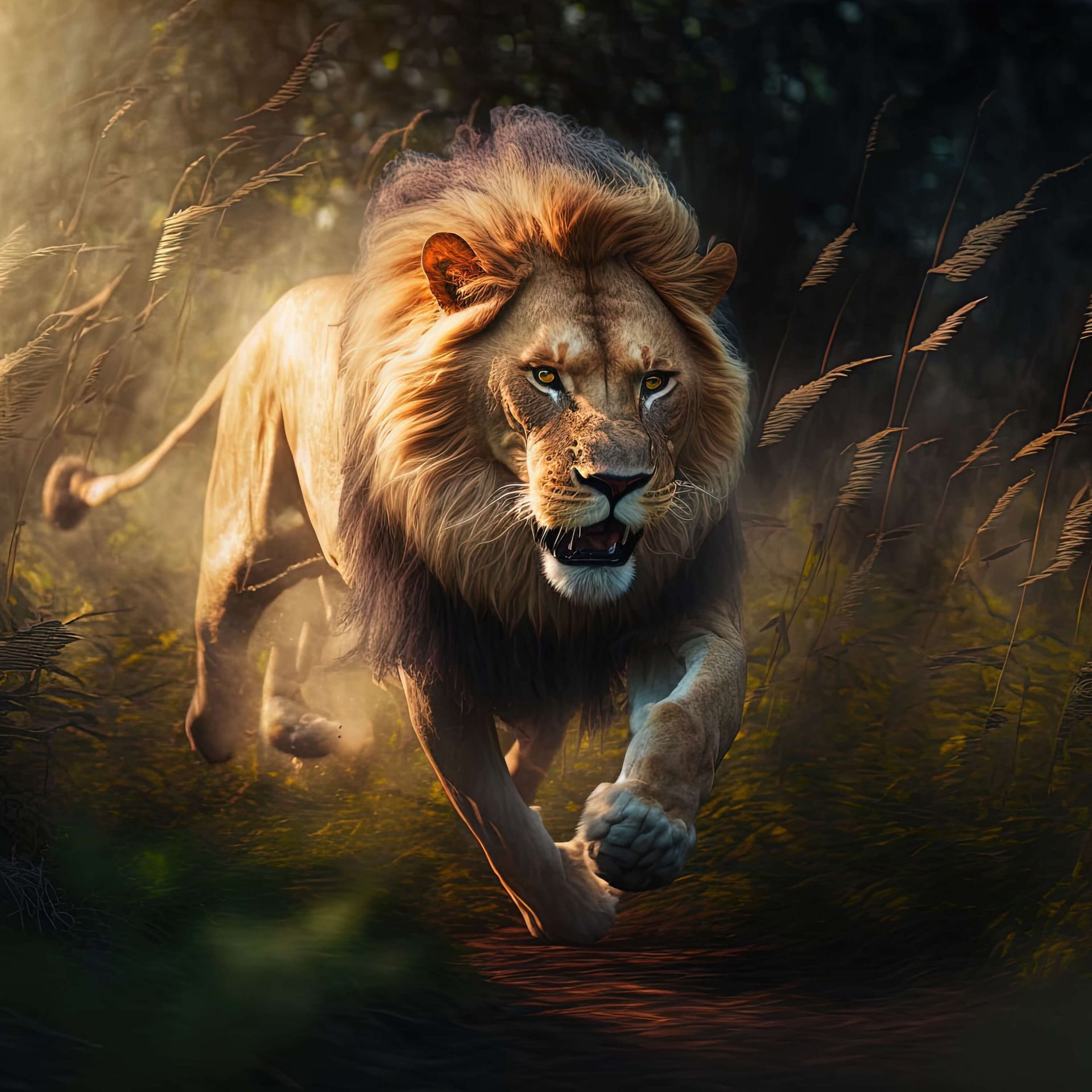 Lion Roar Colorful Fantasy Artwork
 Wallpapers