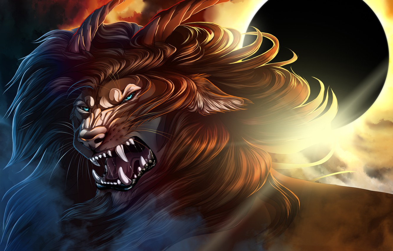 Lion Roar Colorful Fantasy Artwork
 Wallpapers