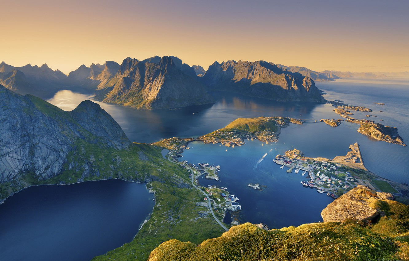 Lofoten Sunrise Near Sea Mountains Norway Island Wallpapers