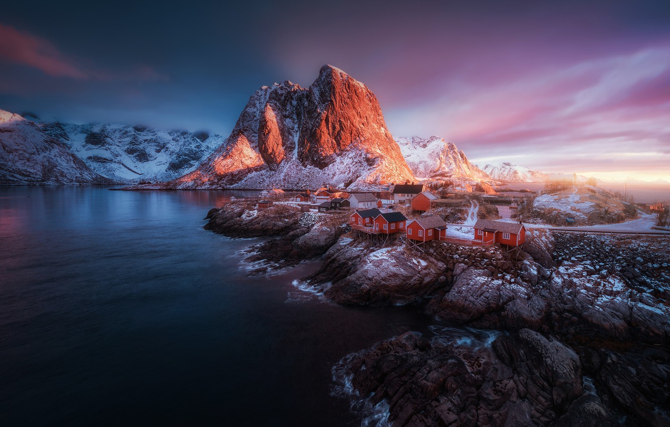 Lofoten Sunrise Near Sea Mountains Norway Island Wallpapers