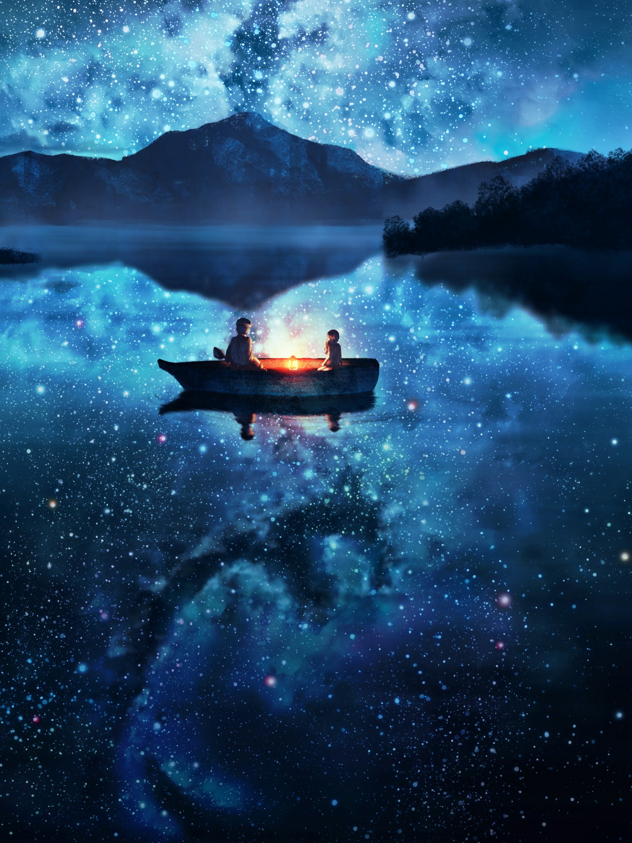 Lone Sailboat On Milky Way Night Wallpapers