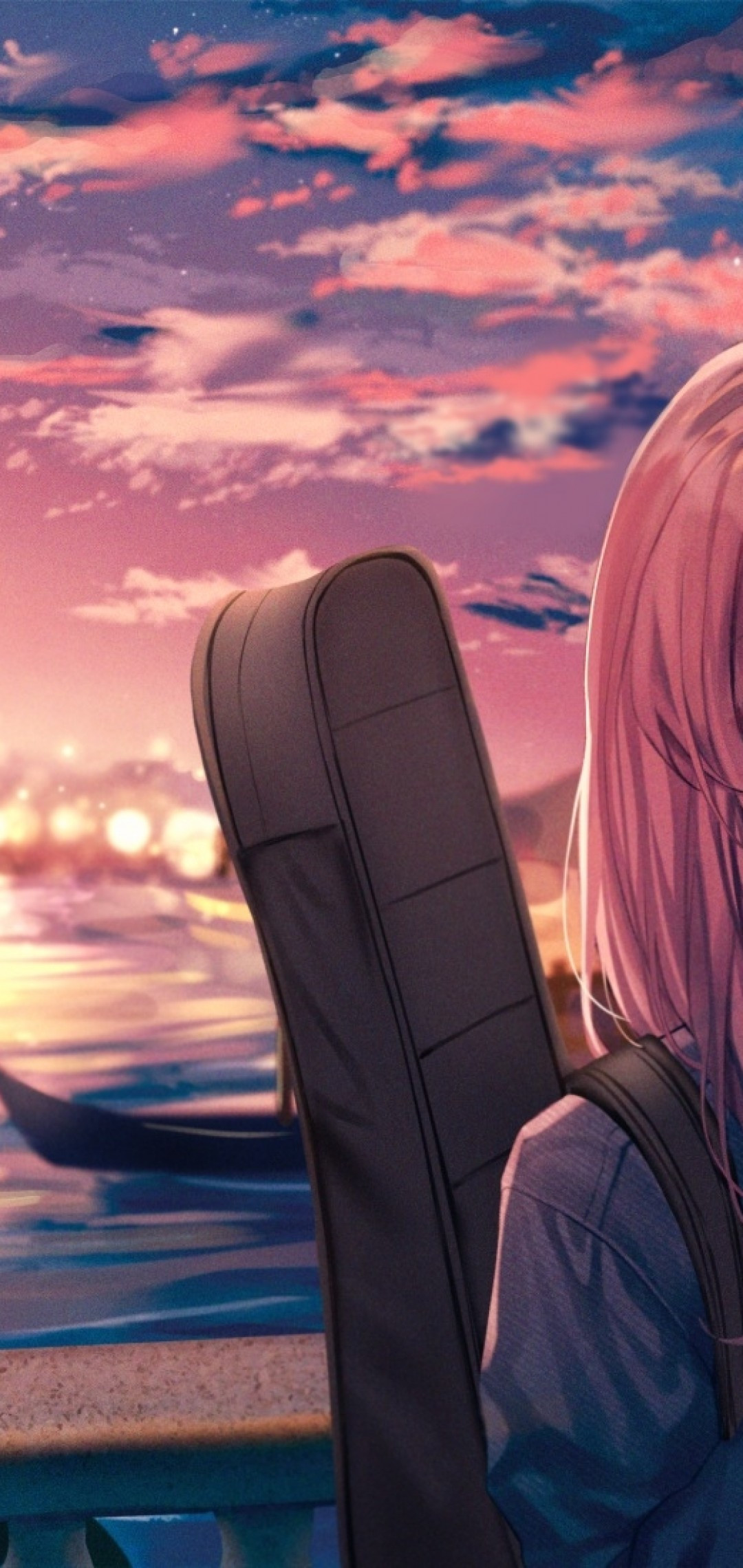 Lonely Anime Girl In Sunset Wallpapers