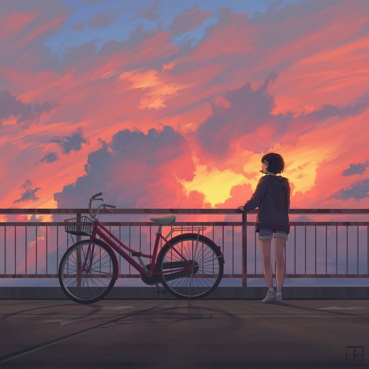 Lonely Anime Girl In Sunset Wallpapers