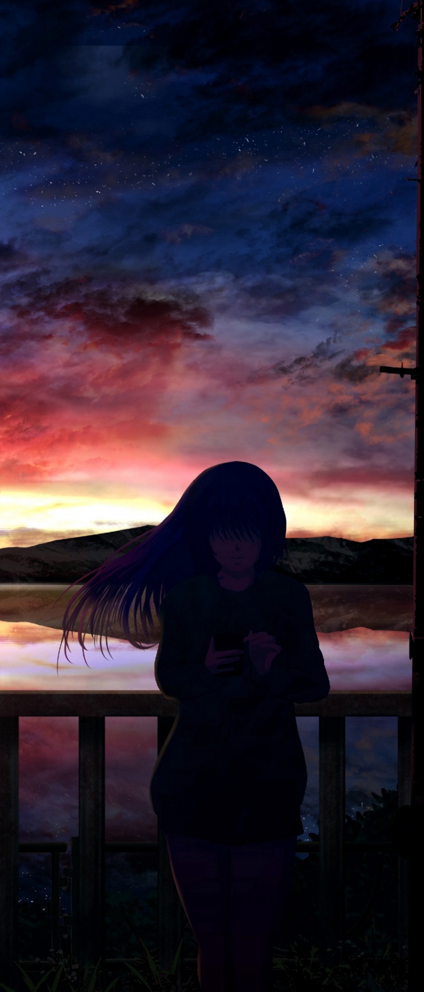 Lonely Anime Girl In Sunset Wallpapers