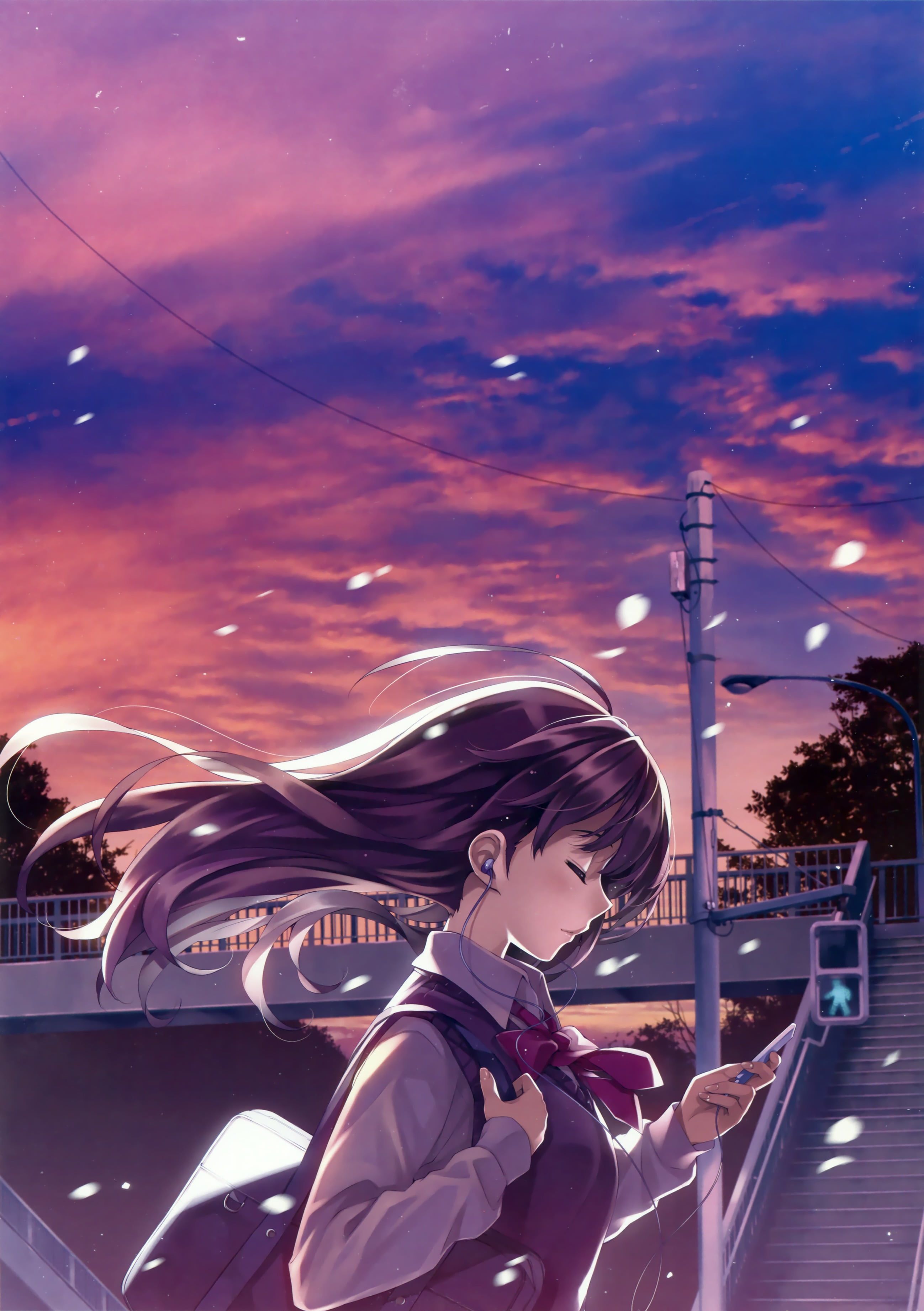 Lonely Anime Girl In Sunset Wallpapers