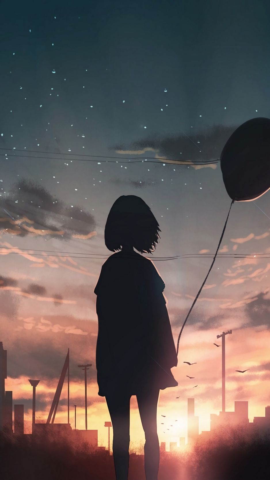 Lonely Anime Girl In Sunset Wallpapers