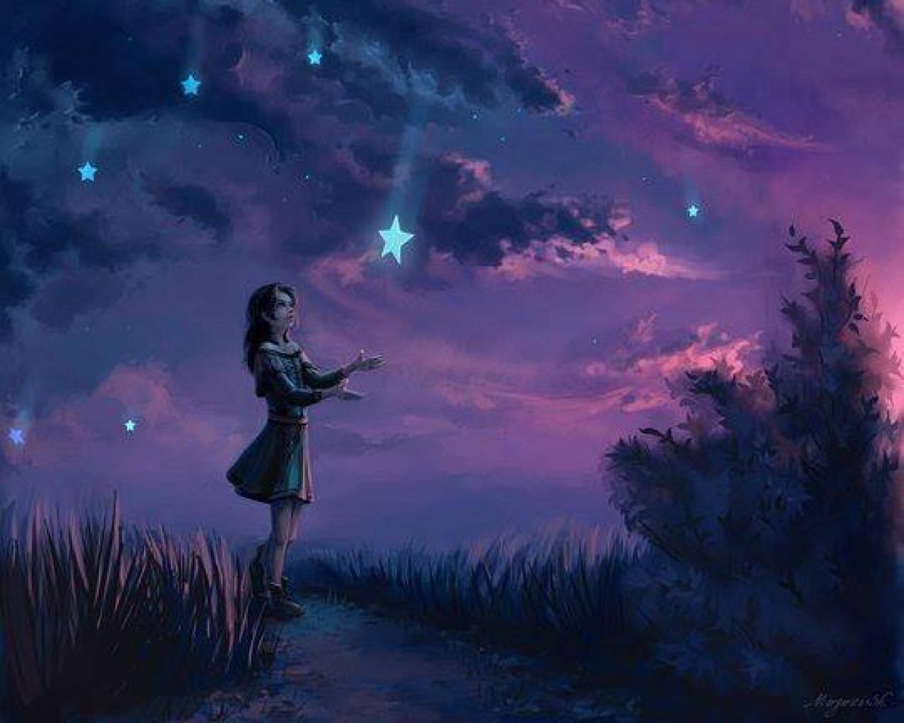 Lonely Girl Starring Shooting Star Wallpapers