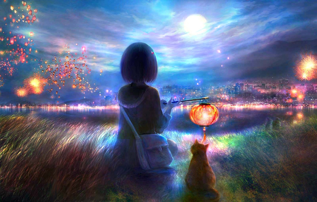 Lonely Girl With Cat Wallpapers