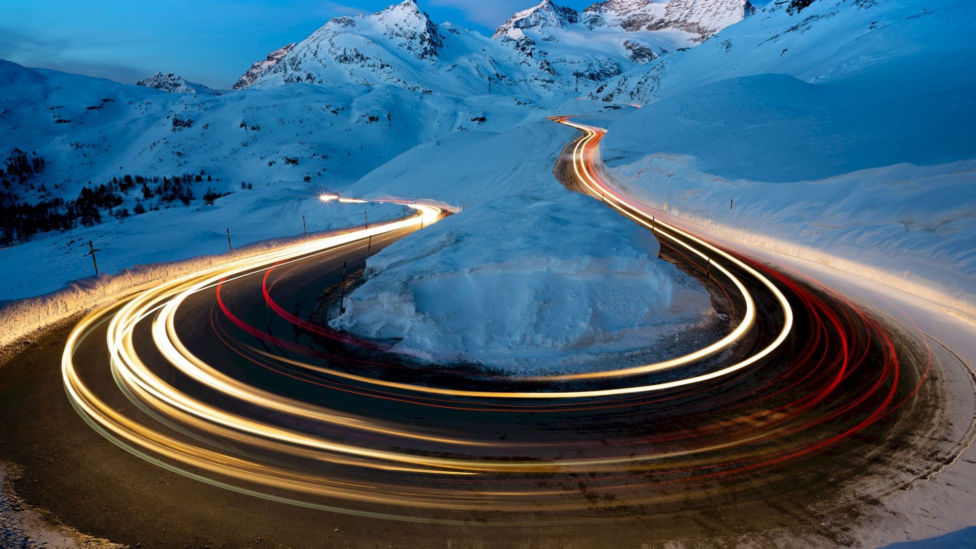 Long Exposure Snow Road Wallpapers