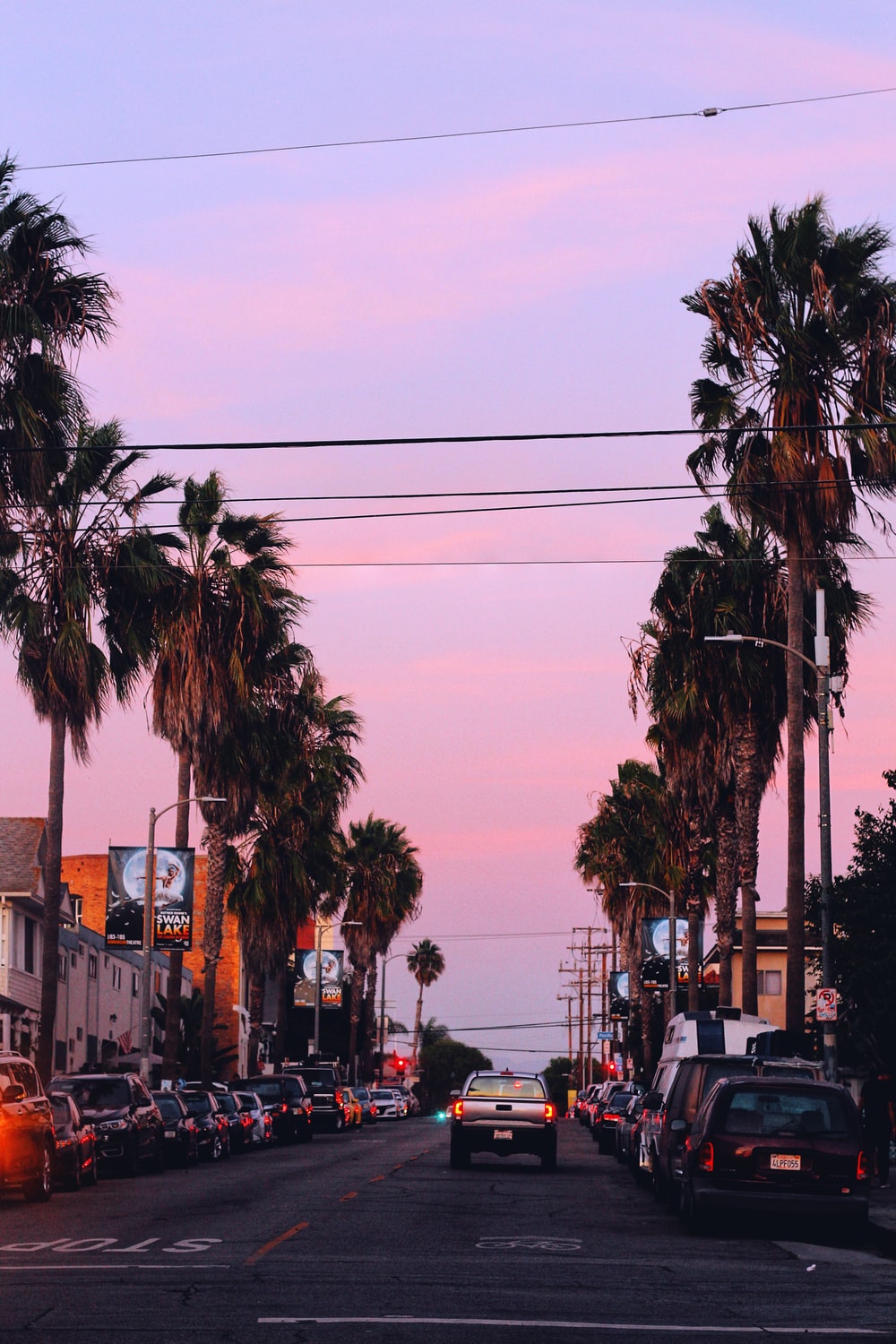 Los Angeles At Night Pink Sky Wallpapers