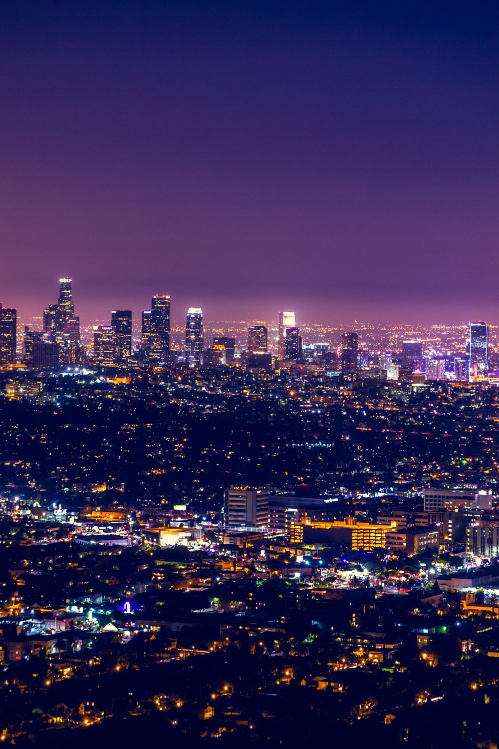 Los Angeles At Night Pink Sky Wallpapers