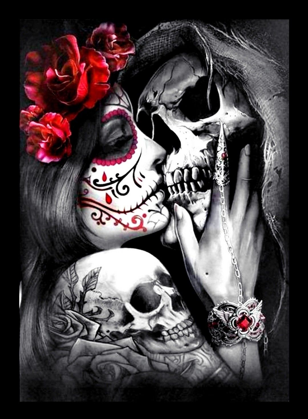 Love Skull And Roses Wallpapers