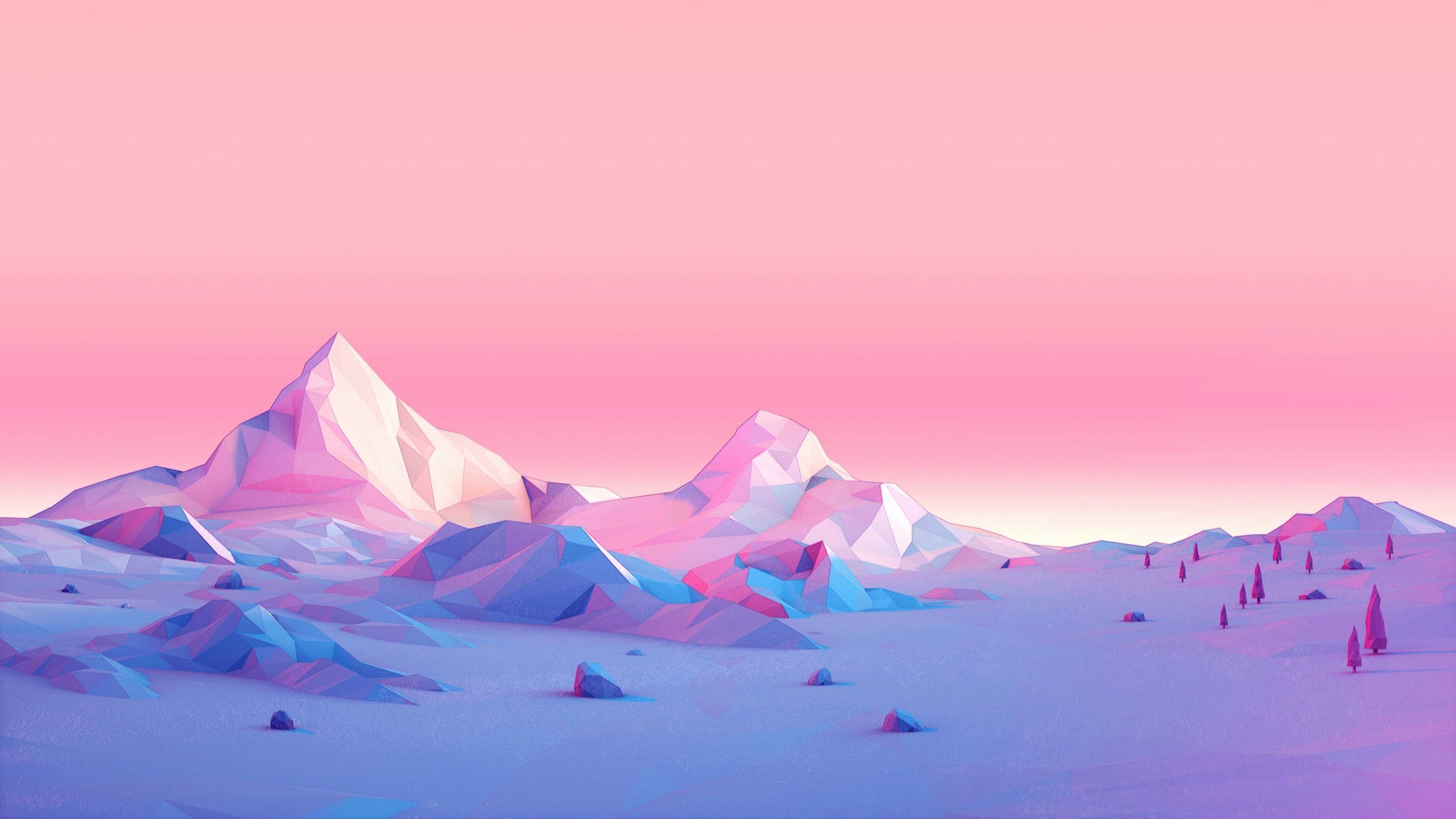 Low Poly 4K Pink Mountains Wallpapers