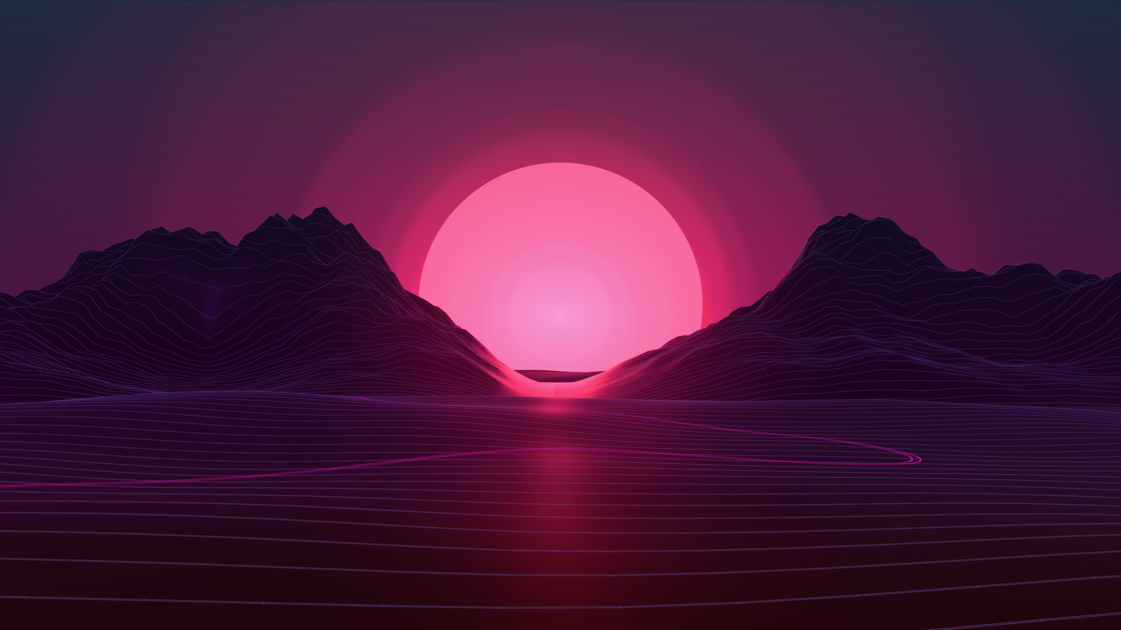 Low Poly 4K Pink Mountains Wallpapers