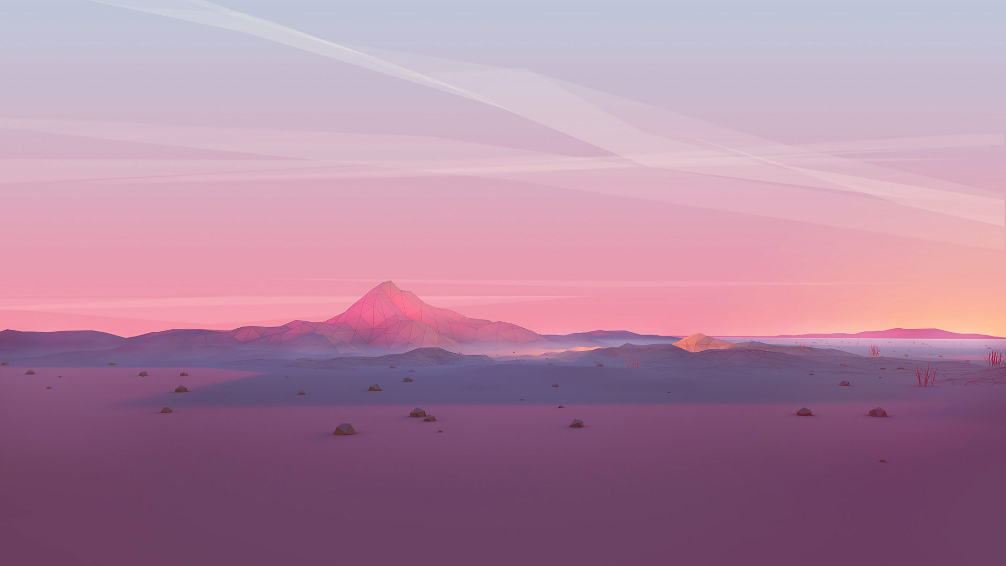 Low Poly 4K Pink Mountains Wallpapers