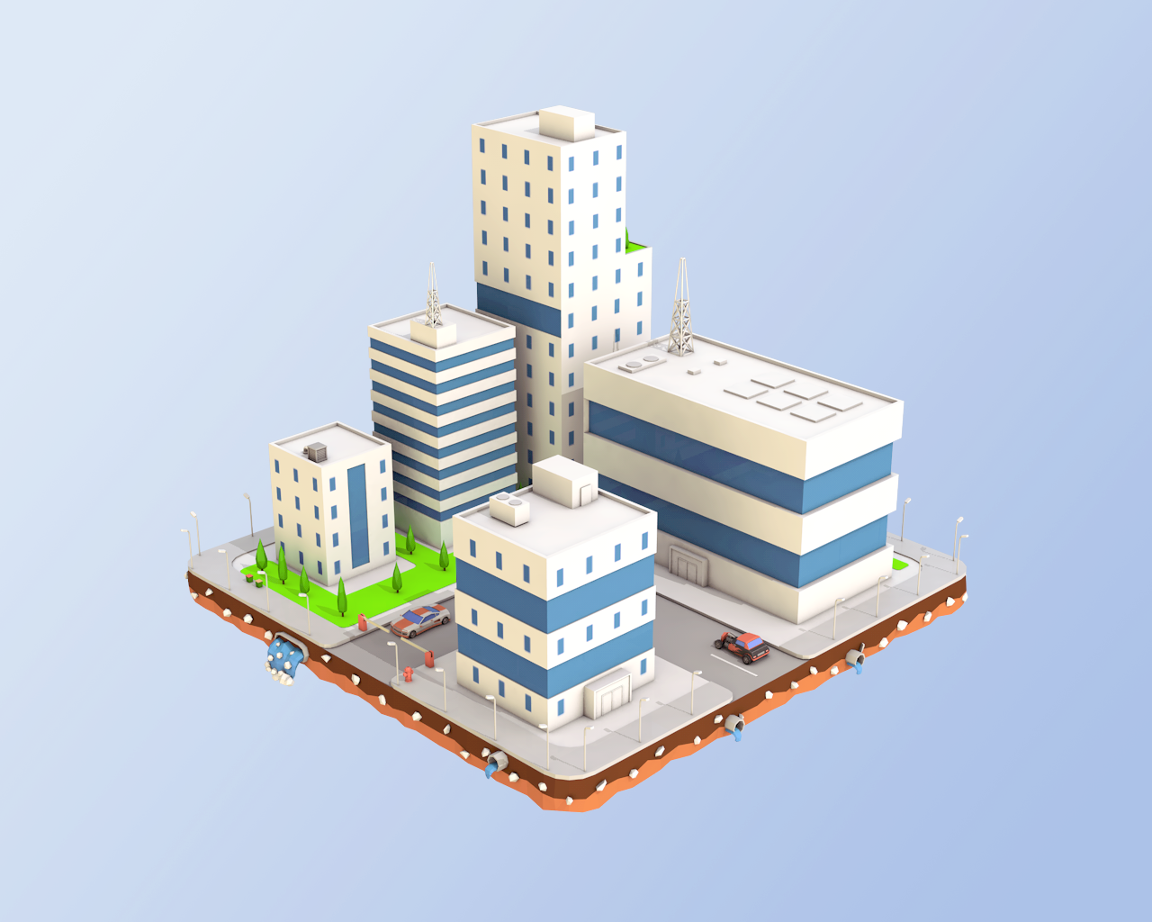 Low Poly City Block Wallpapers