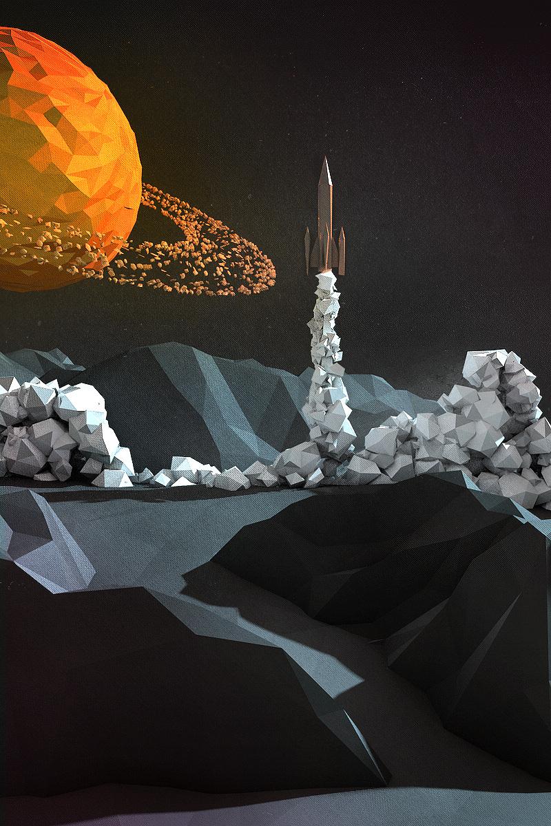 Low Poly Moon Space Wallpapers