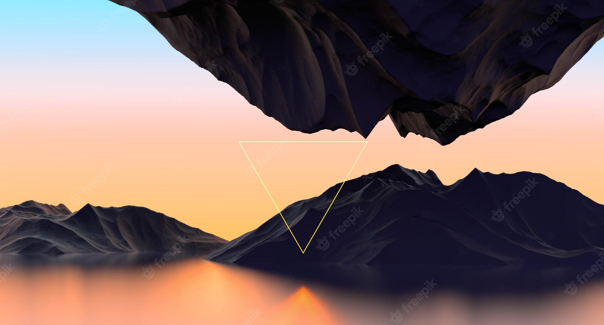 Low Poly Sunrise Mountain Portrait Wallpapers