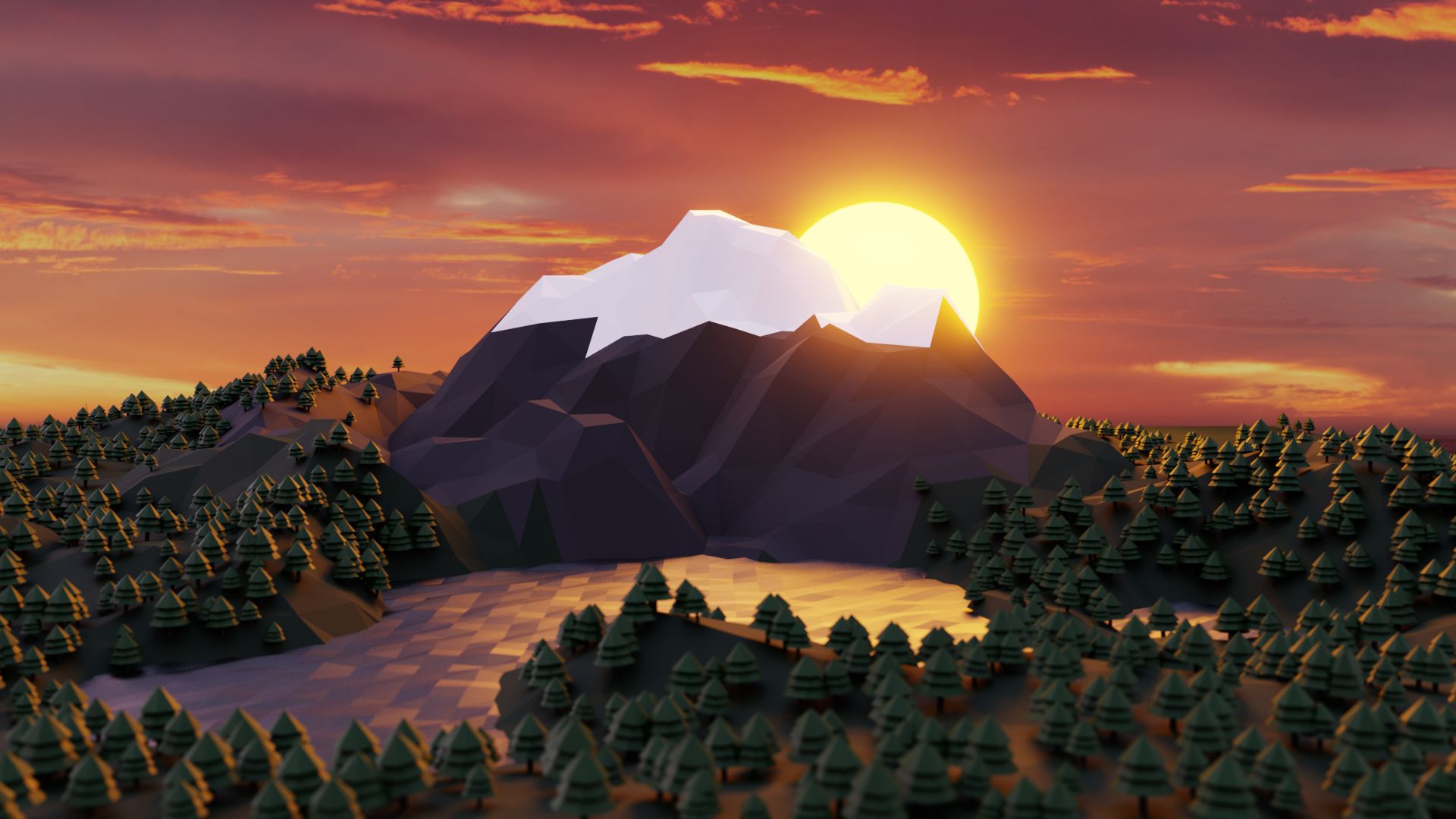 Low Poly Sunset Wallpapers