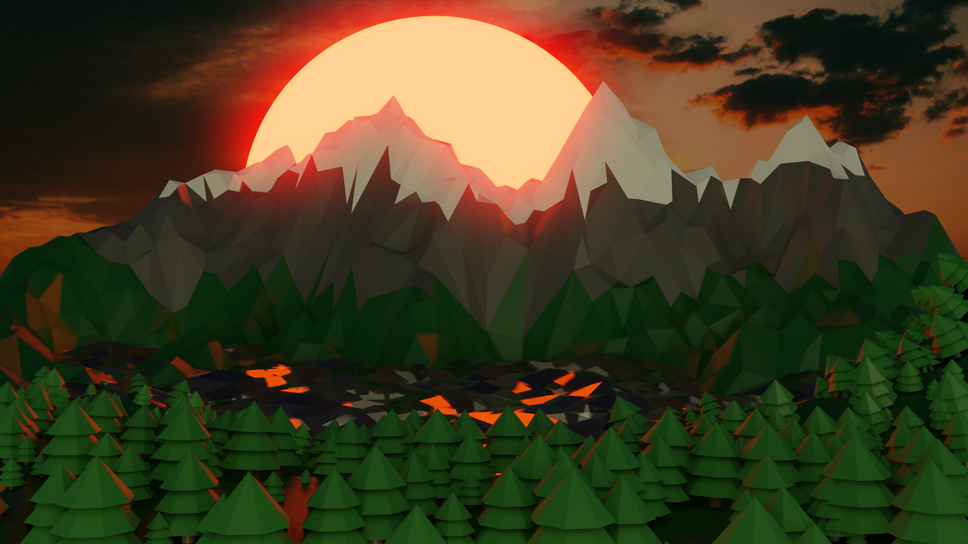 Low Poly Sunset Wallpapers