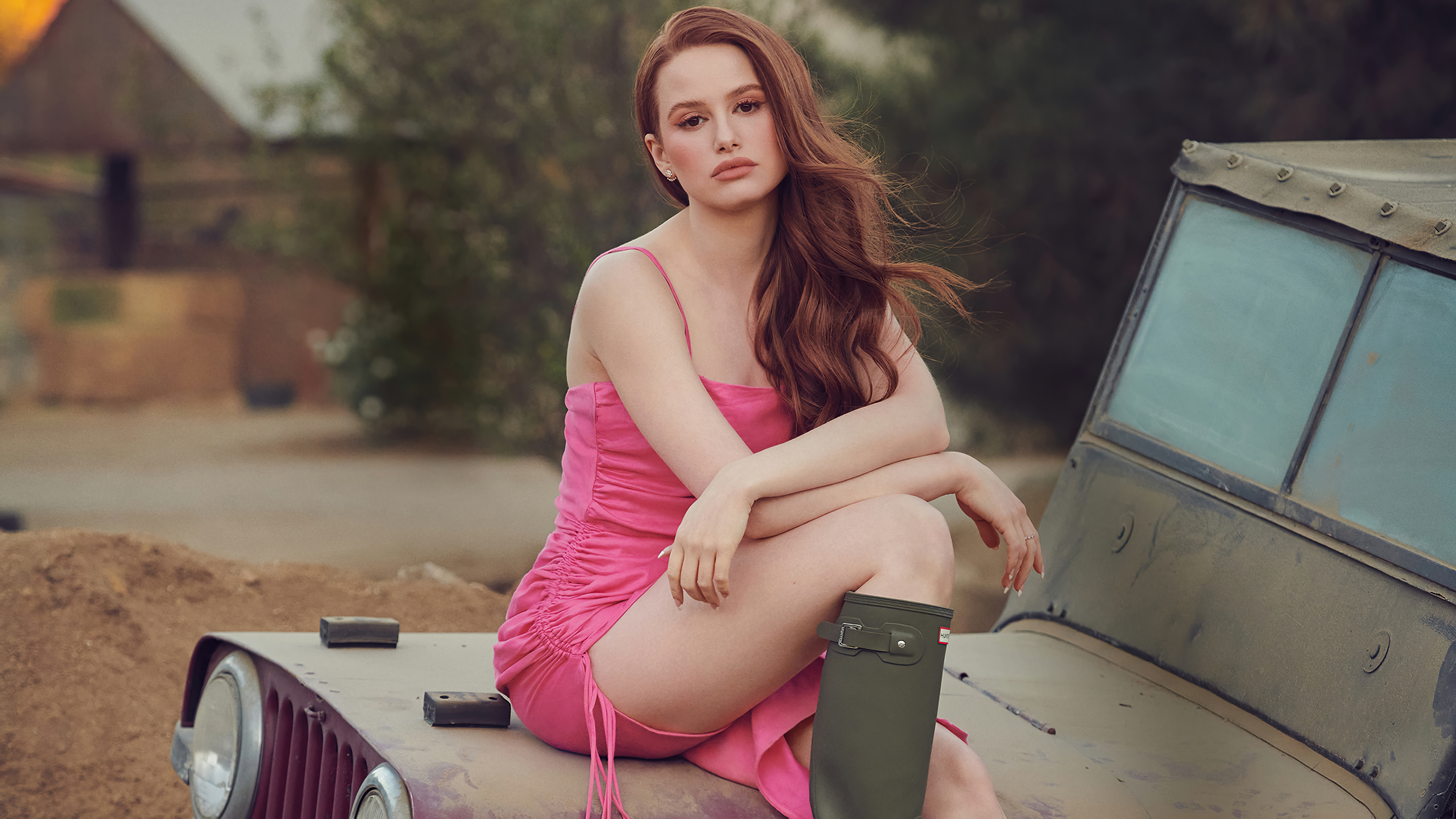 Madelaine Petsch In White Dress Wallpapers