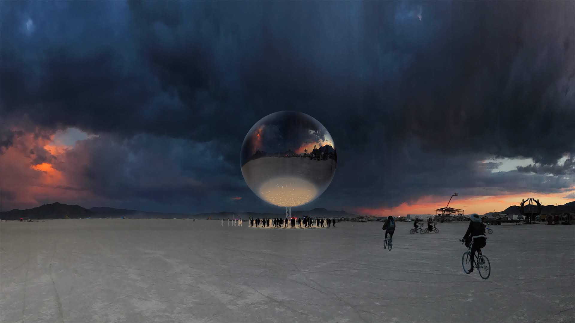 Man In Lake With Sphere Artistic Wallpapers